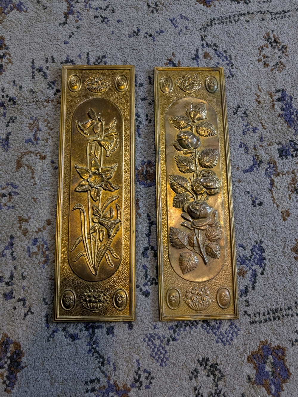 Vintage Floral 3D Brass Wall Hangings Made In England